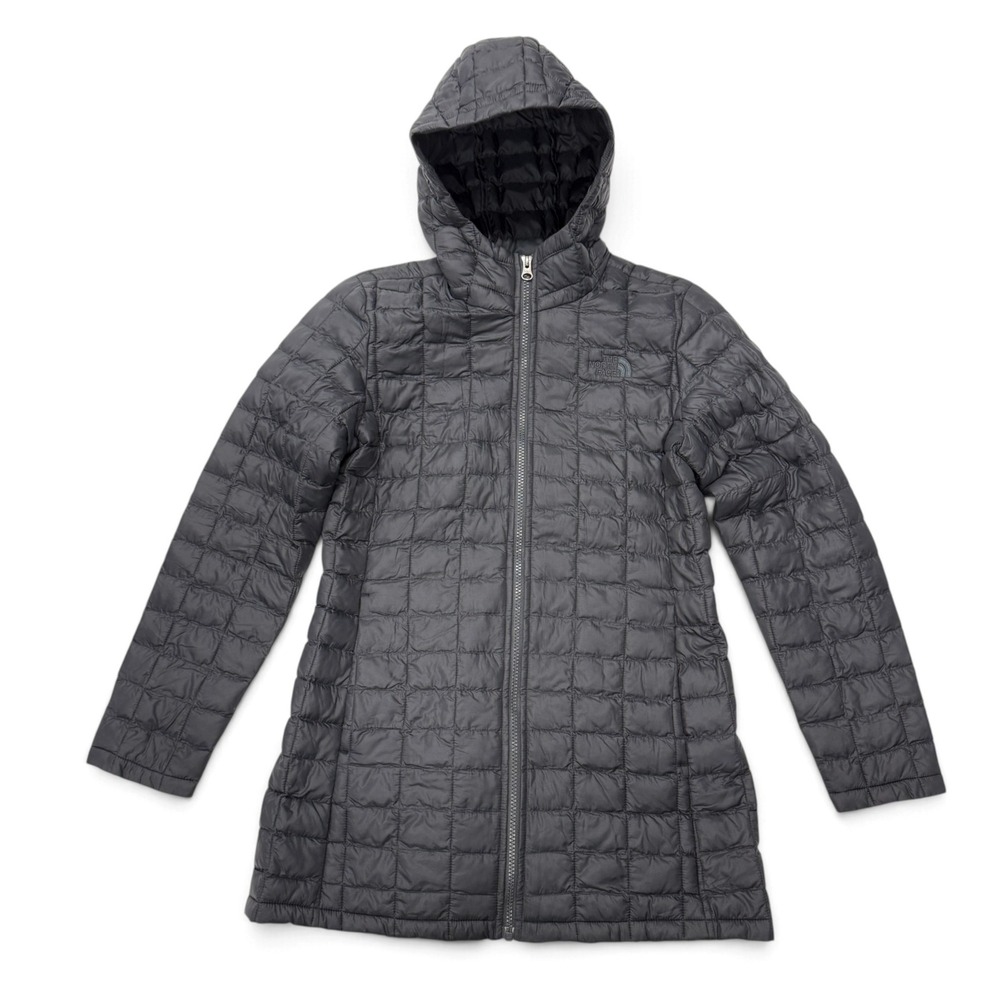 The North Face Thermoball Parka Girls Large 14/16 Gray Quilted Hooded Jacket